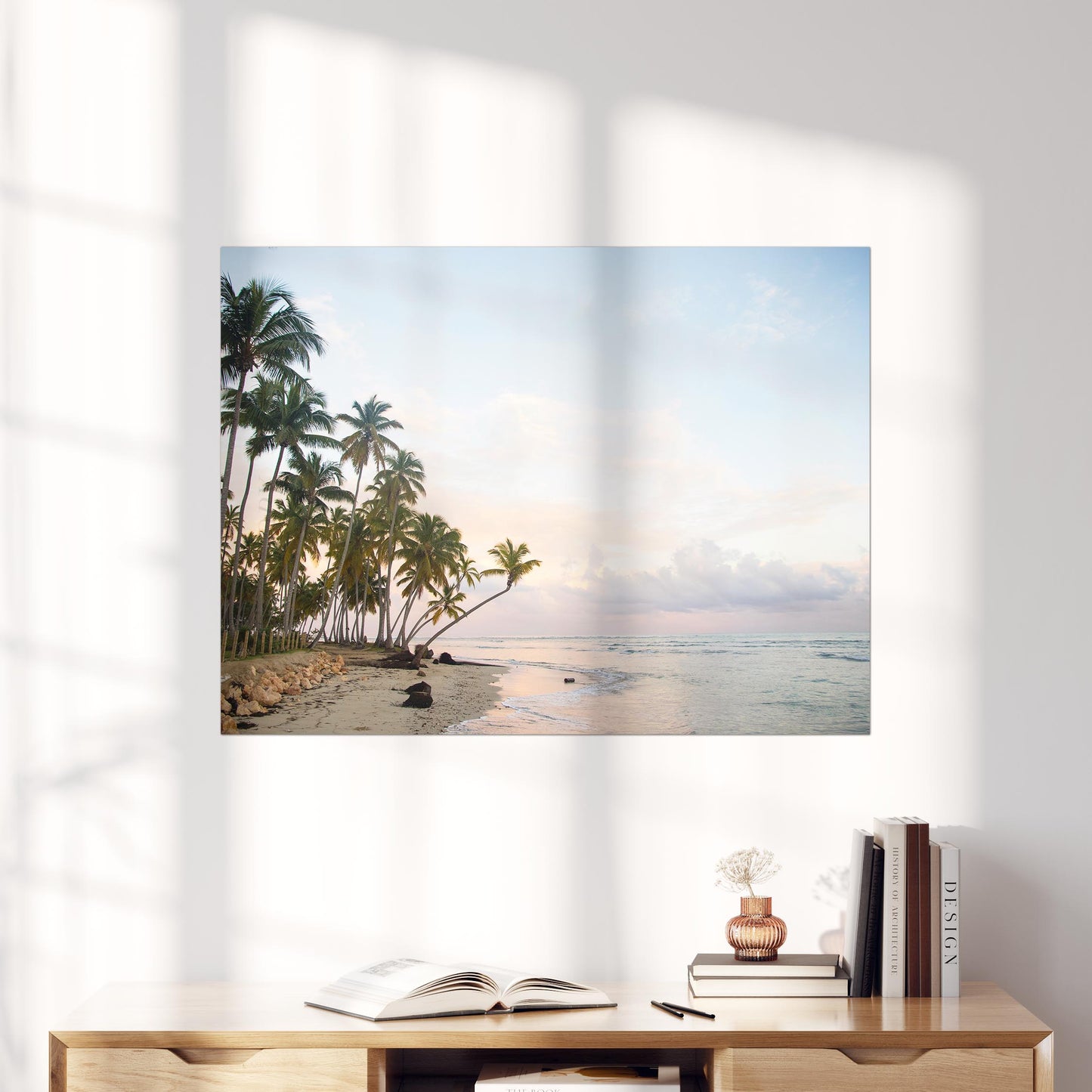 Beach Palm Trees Ocean Sunset
