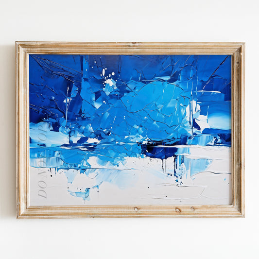 Blue and White Abstract Painting