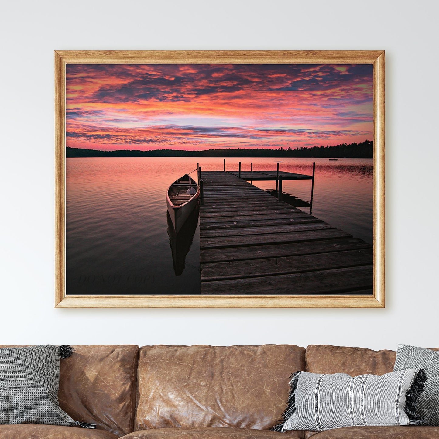 Canoe On Lake In Adirondack Mountains
