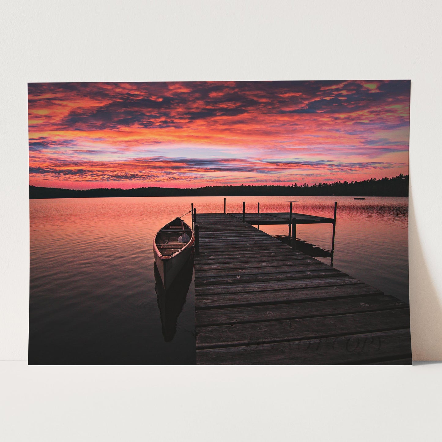 Canoe On Lake In Adirondack Mountains