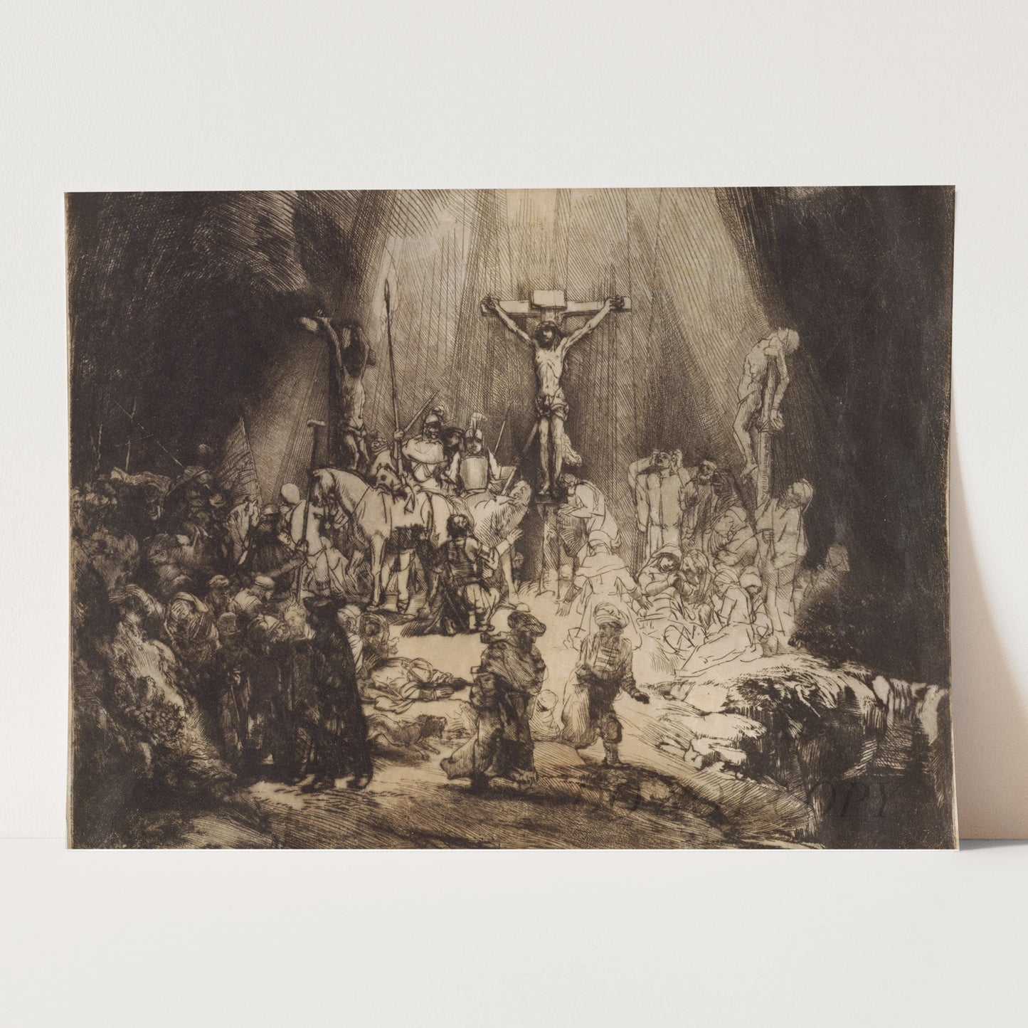 Christ Crucified Between The Two Thieves The Three Crosses (1653) by Rembrandt