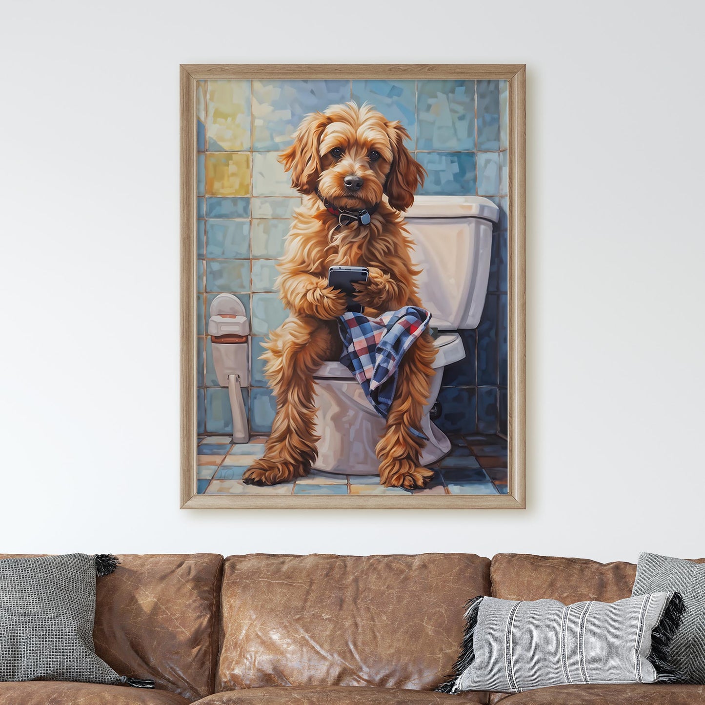 Cockapoo on the Phone on the Toilet