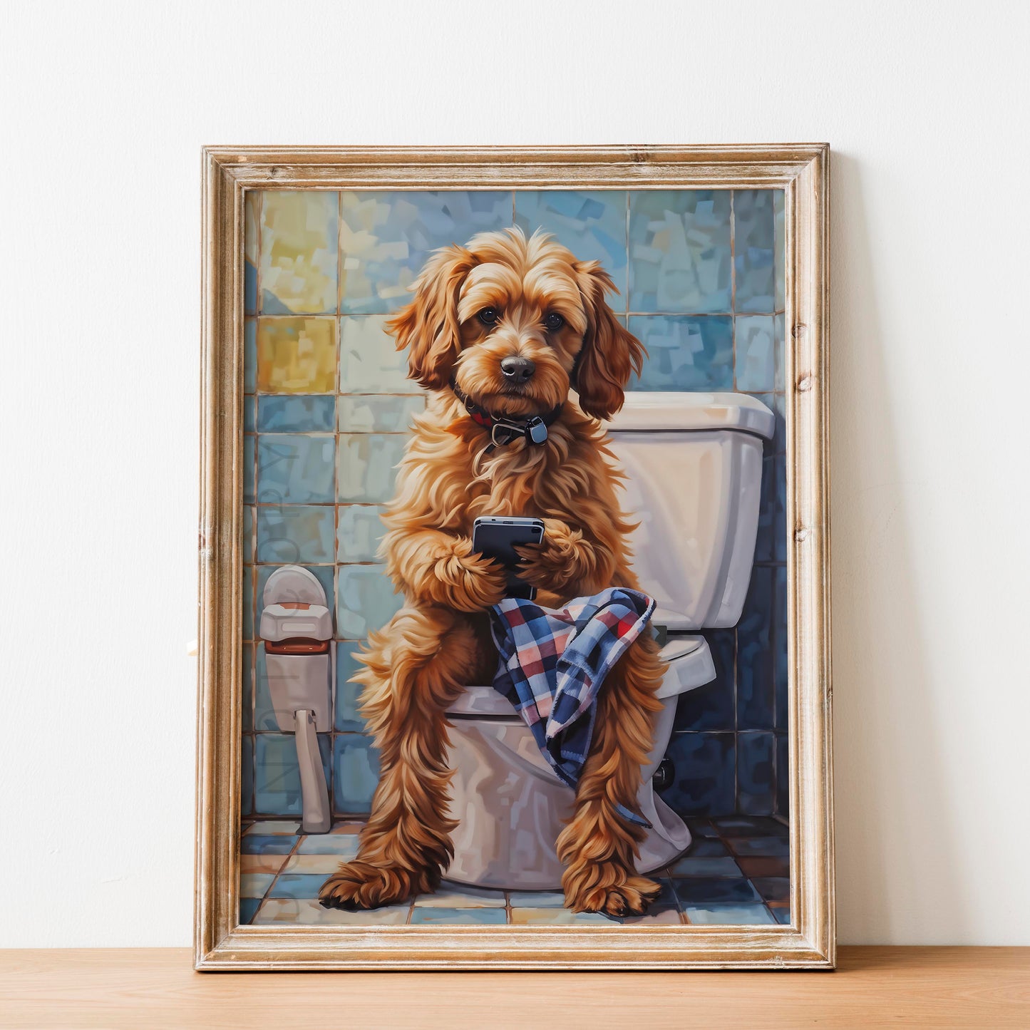 Cockapoo on the Phone on the Toilet