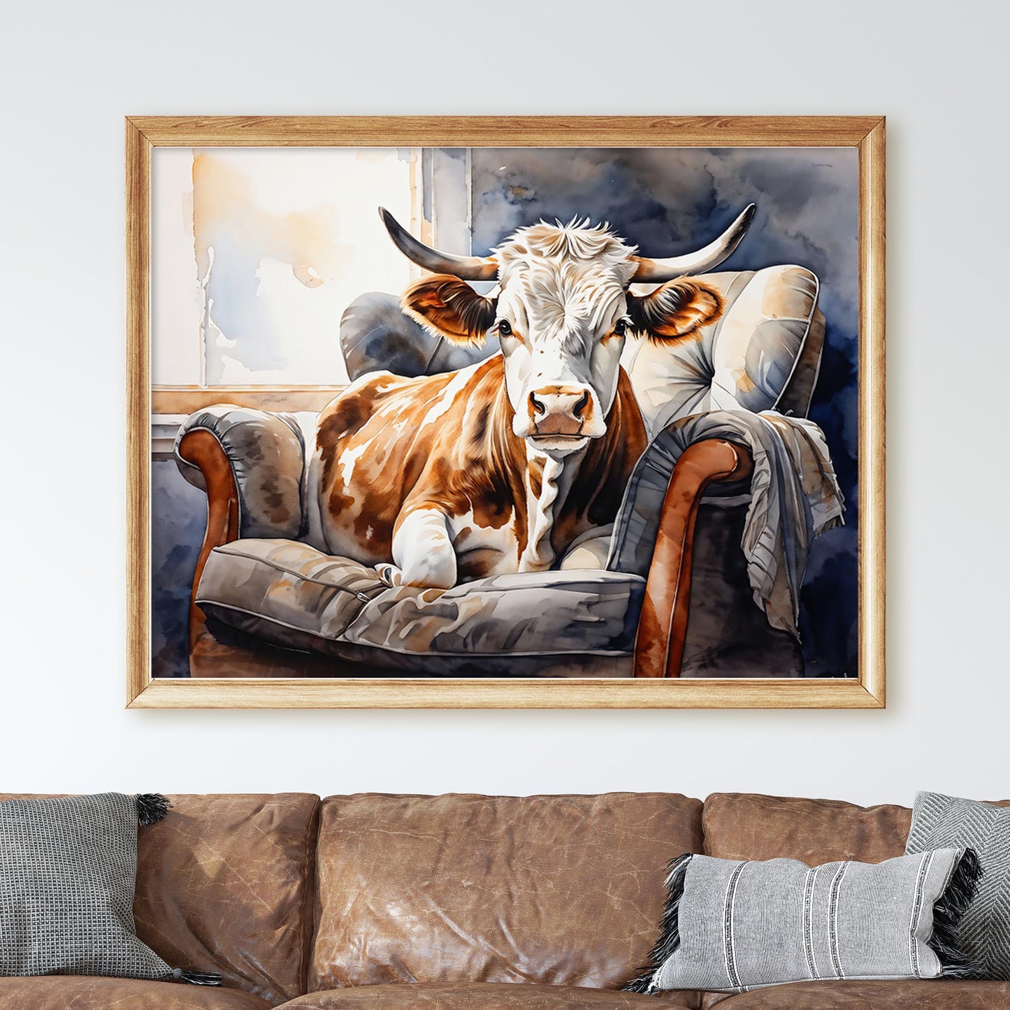 Cow Sitting in Armchair