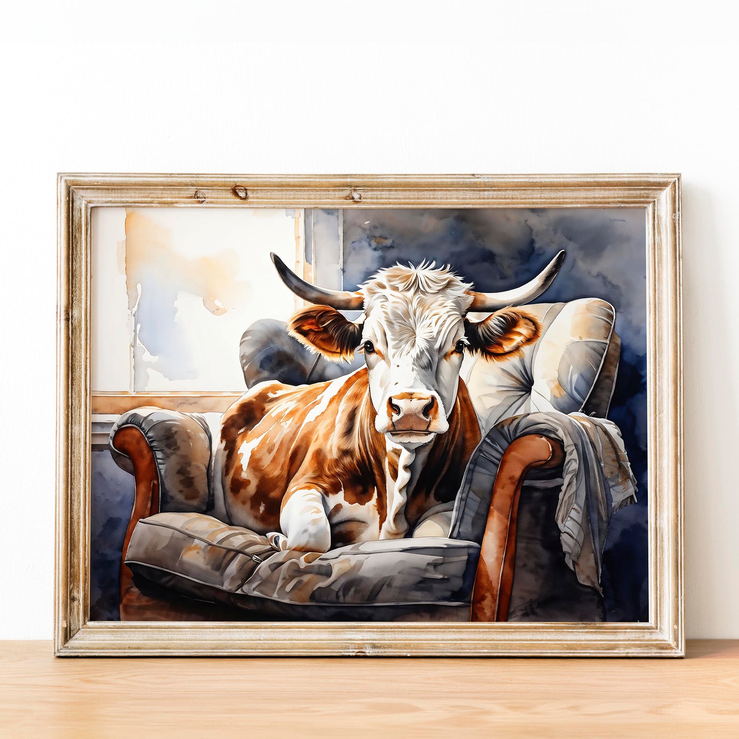 Cow Sitting in Armchair