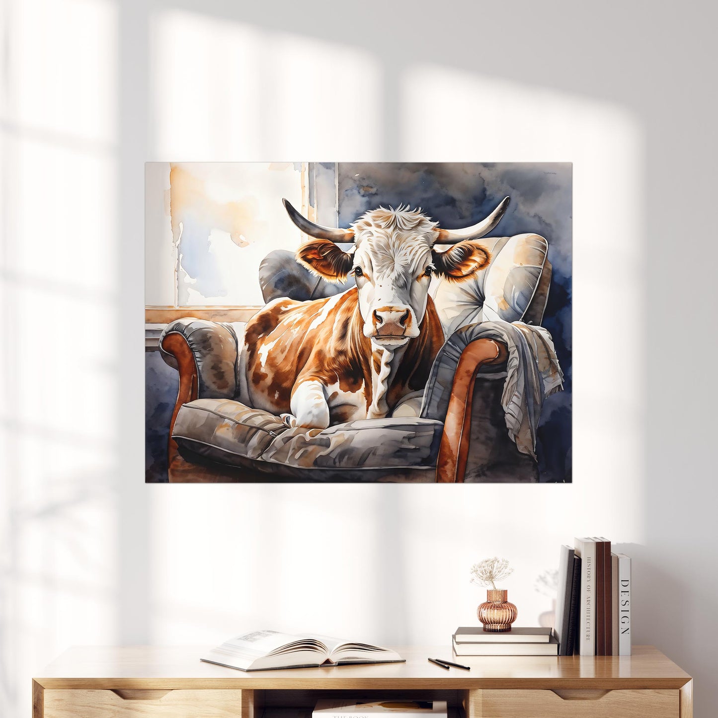 Cow Sitting in Armchair