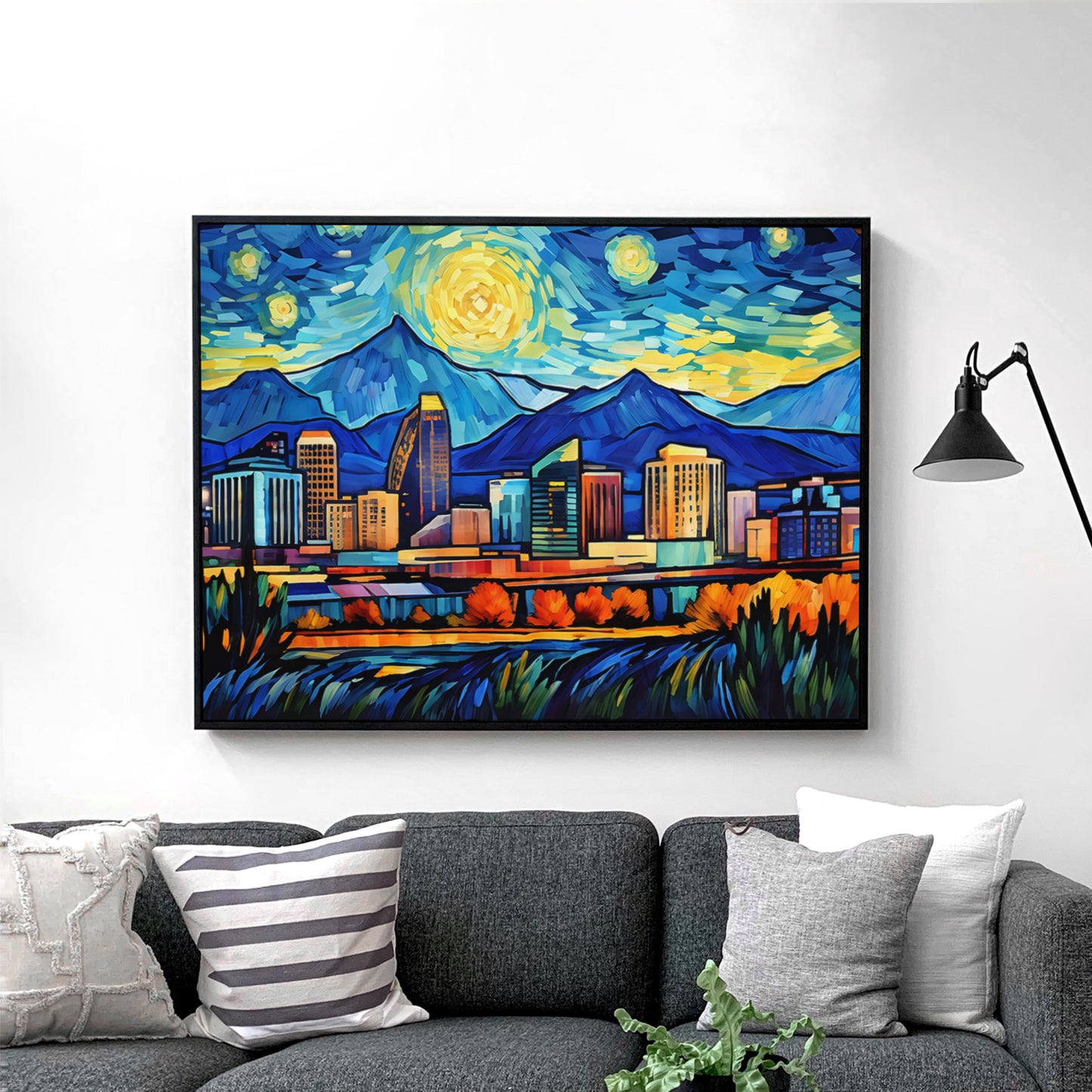 Denver Colorado Skyline Van Gogh Starry Night