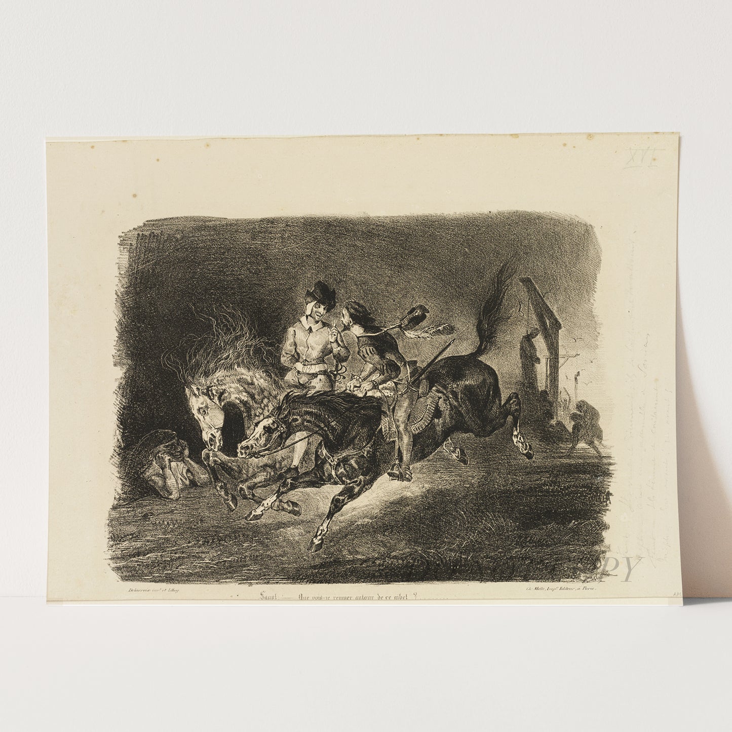 Faust and Mephistopheles Galloping Through the Night of the Witches' Sabbath (1828) by Eugène Delacroix