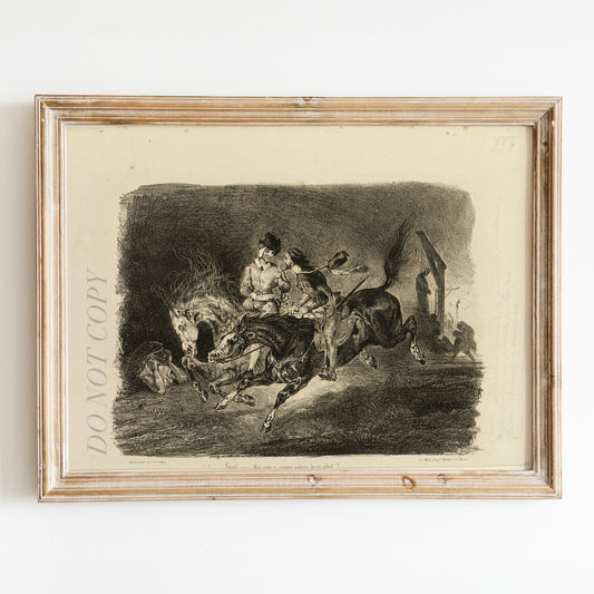 Faust and Mephistopheles Galloping Through the Night of the Witches' Sabbath (1828) by Eugène Delacroix