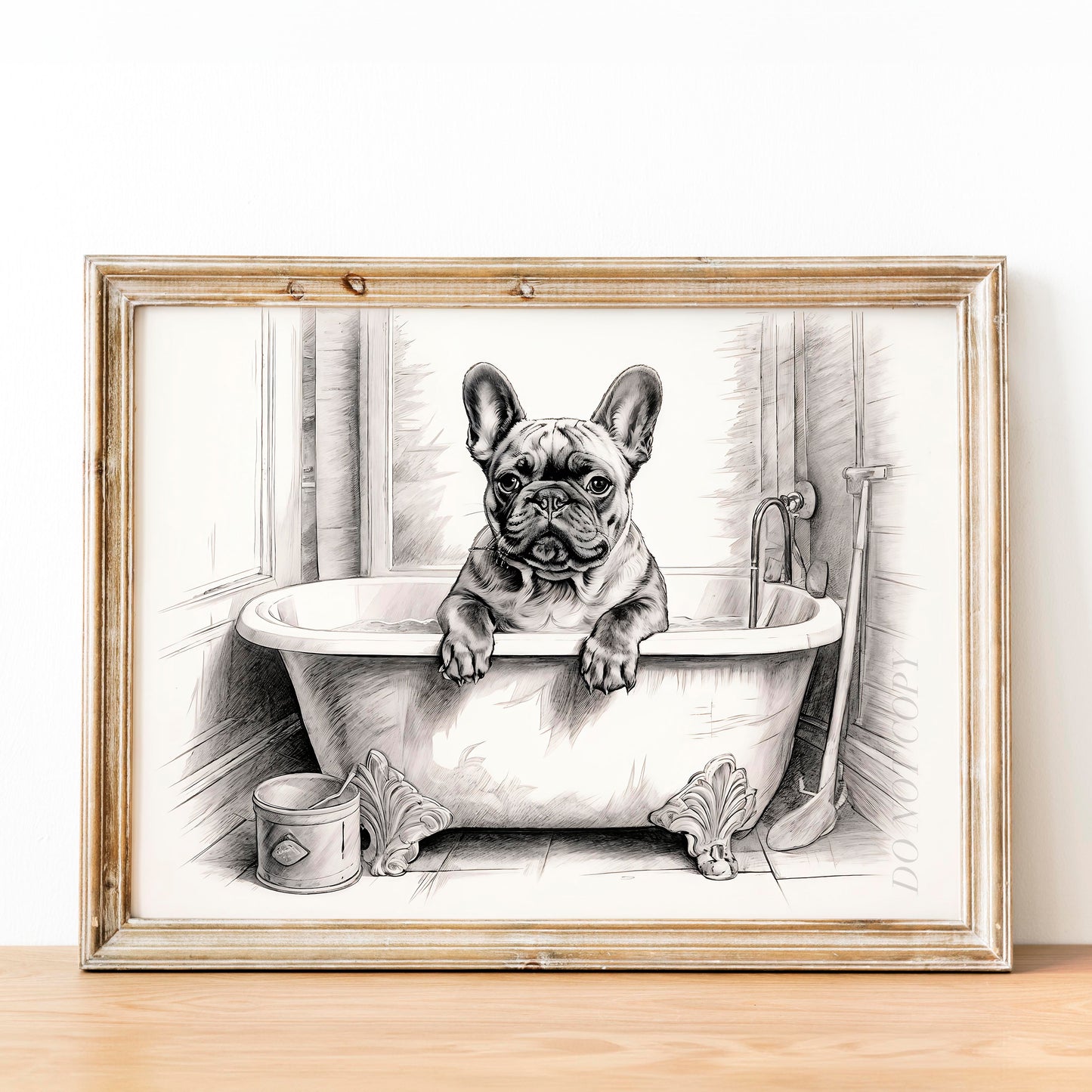 French Bulldog in the Bathtub