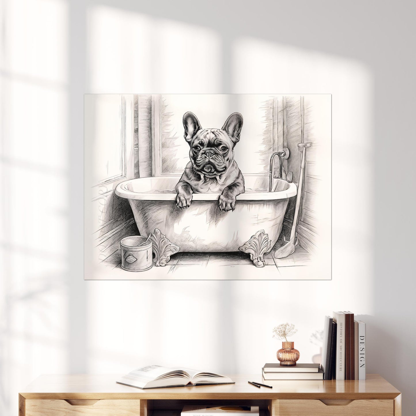 French Bulldog in the Bathtub