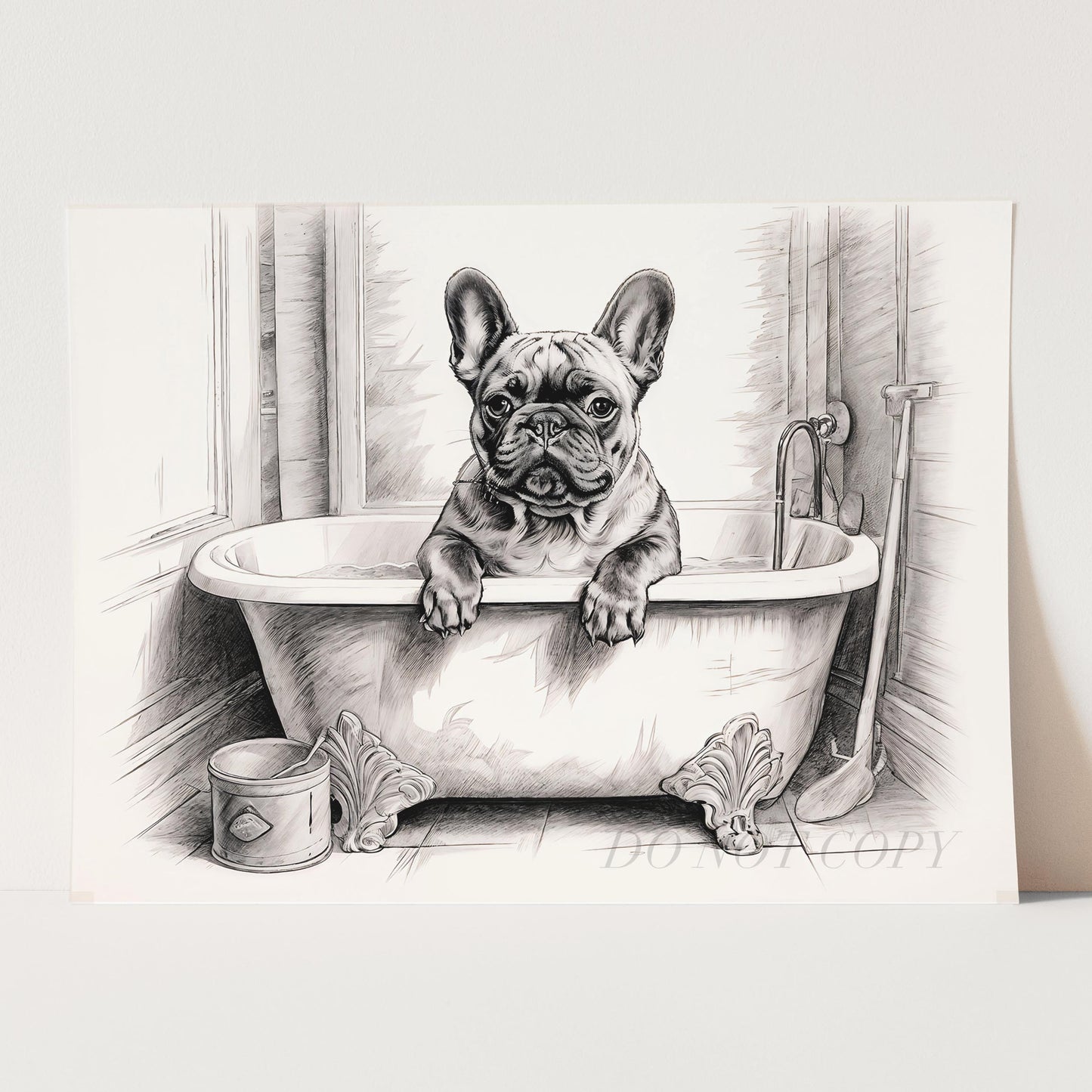 French Bulldog in the Bathtub