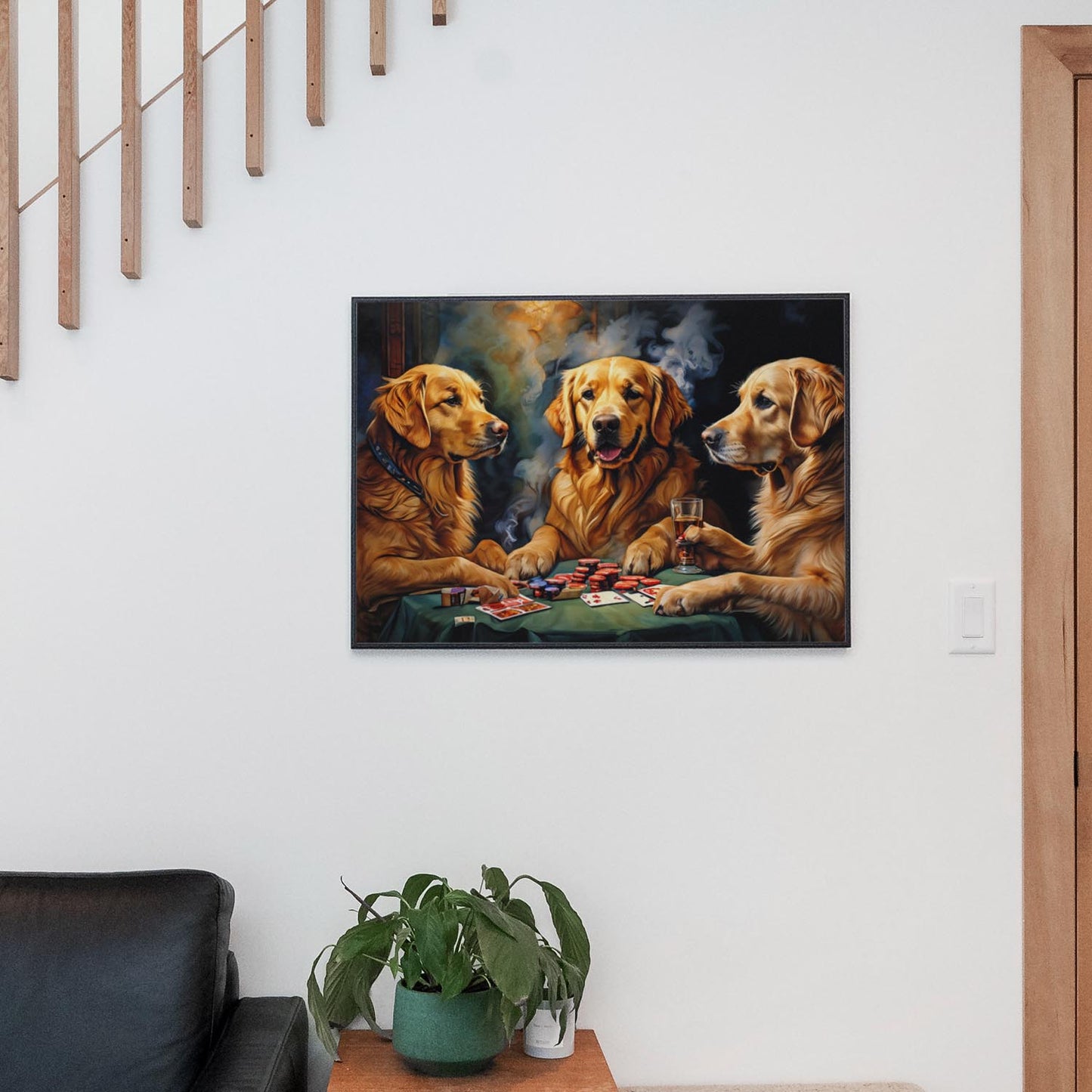 Golden Retrievers Drinking & Playing Cards