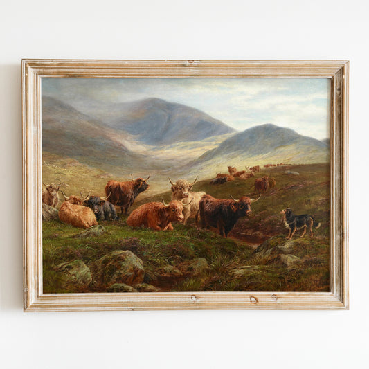 Highland Cattle - Victorian Country Landscape