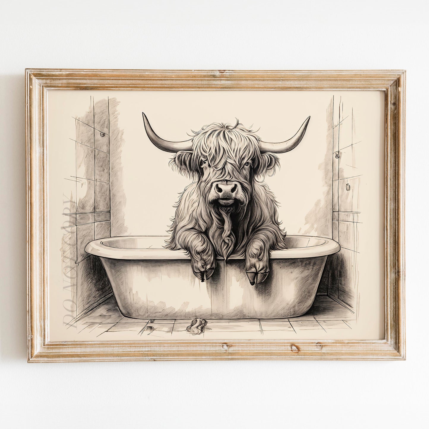 Highland Cow Taking a Bath
