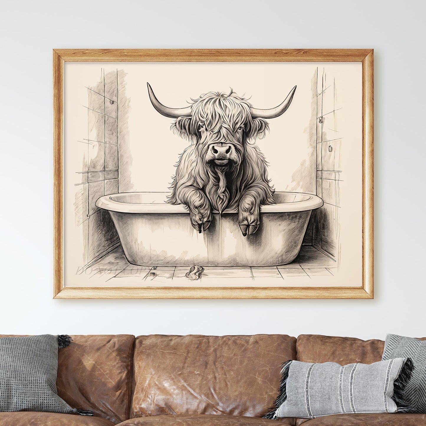 Highland Cow Taking a Bath