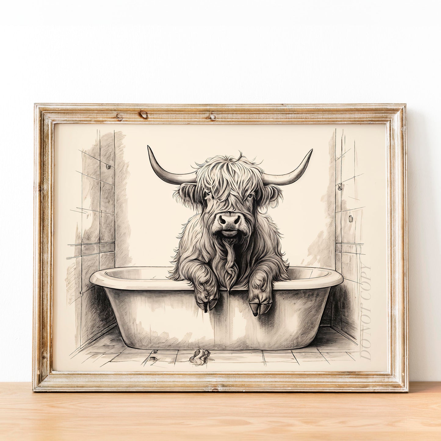 Highland Cow Taking a Bath
