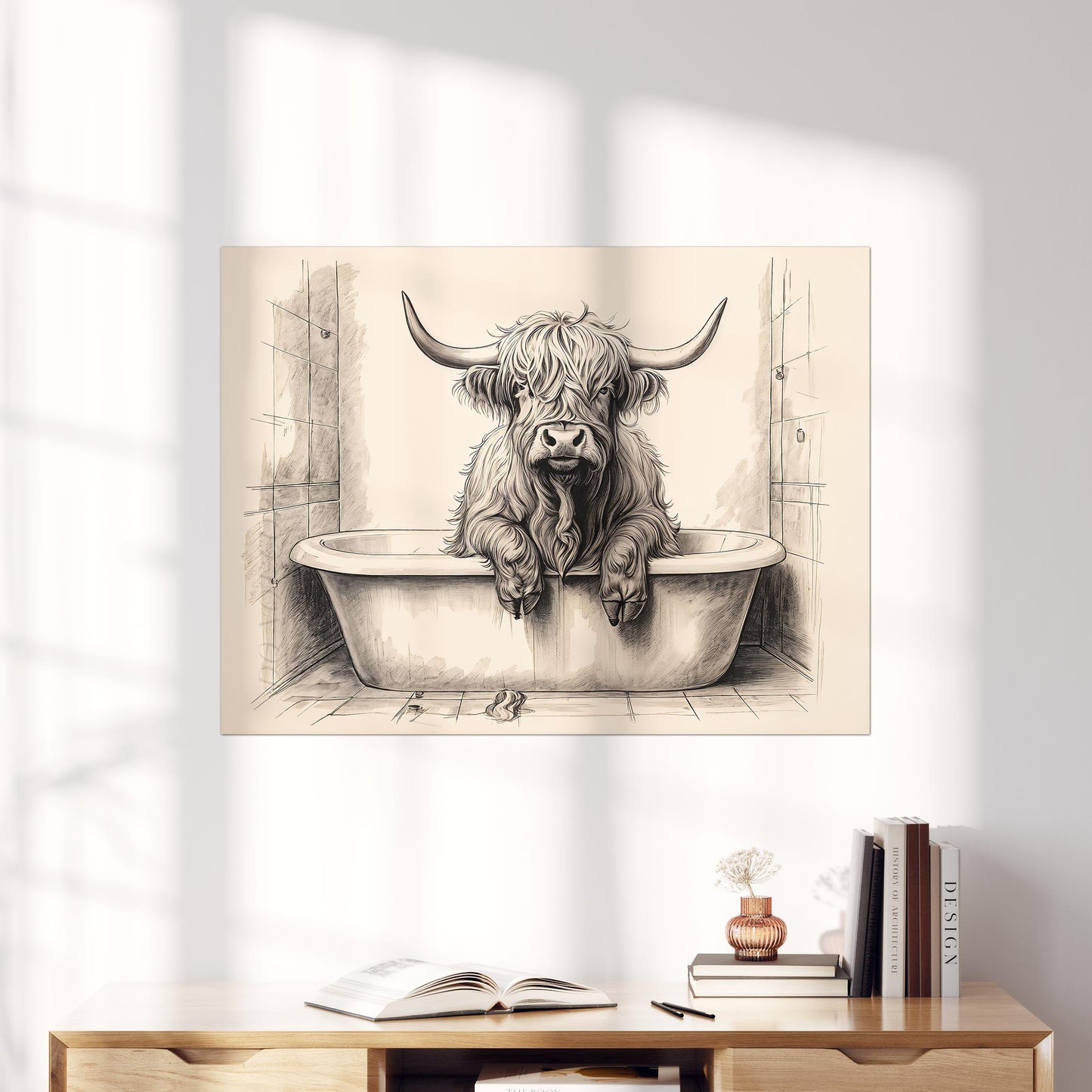 Highland Cow Taking a Bath