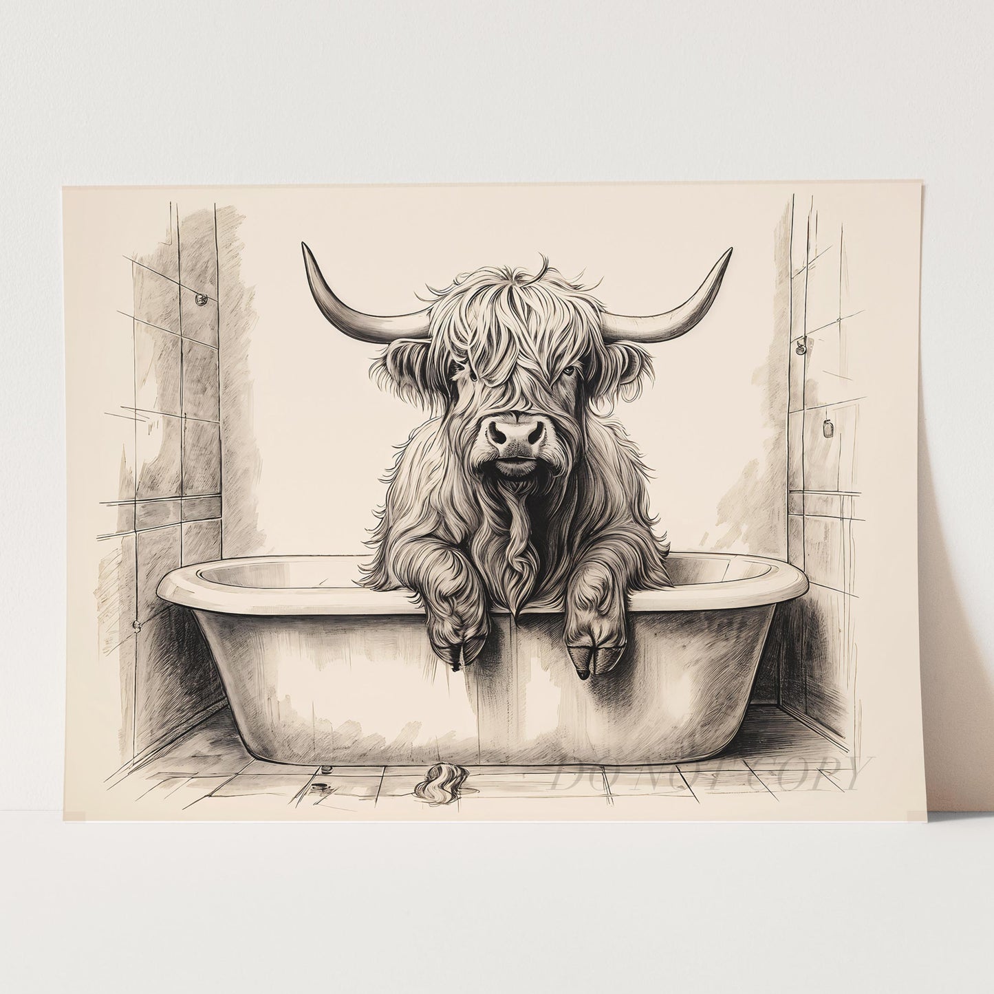 Highland Cow Taking a Bath