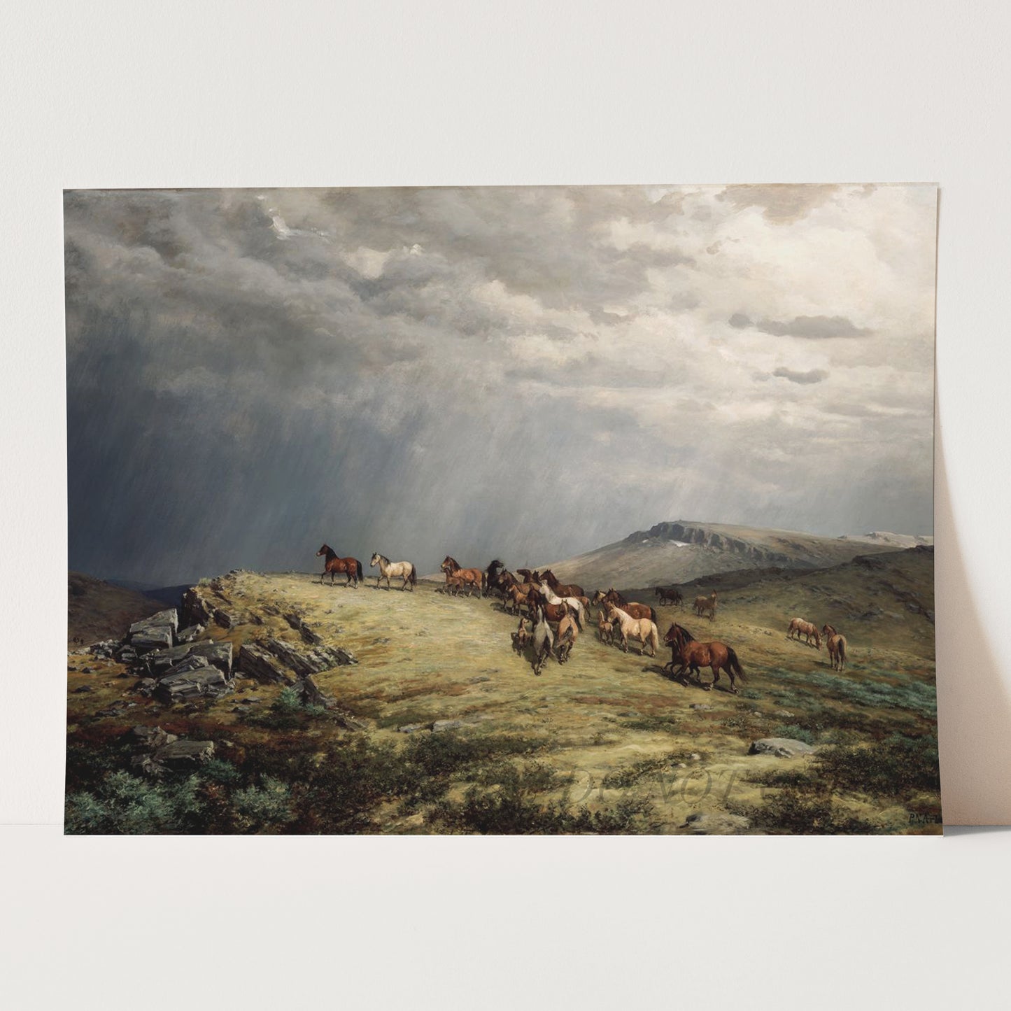 Horses In The Mountains (1889) by Peter Nicolai Arbo
