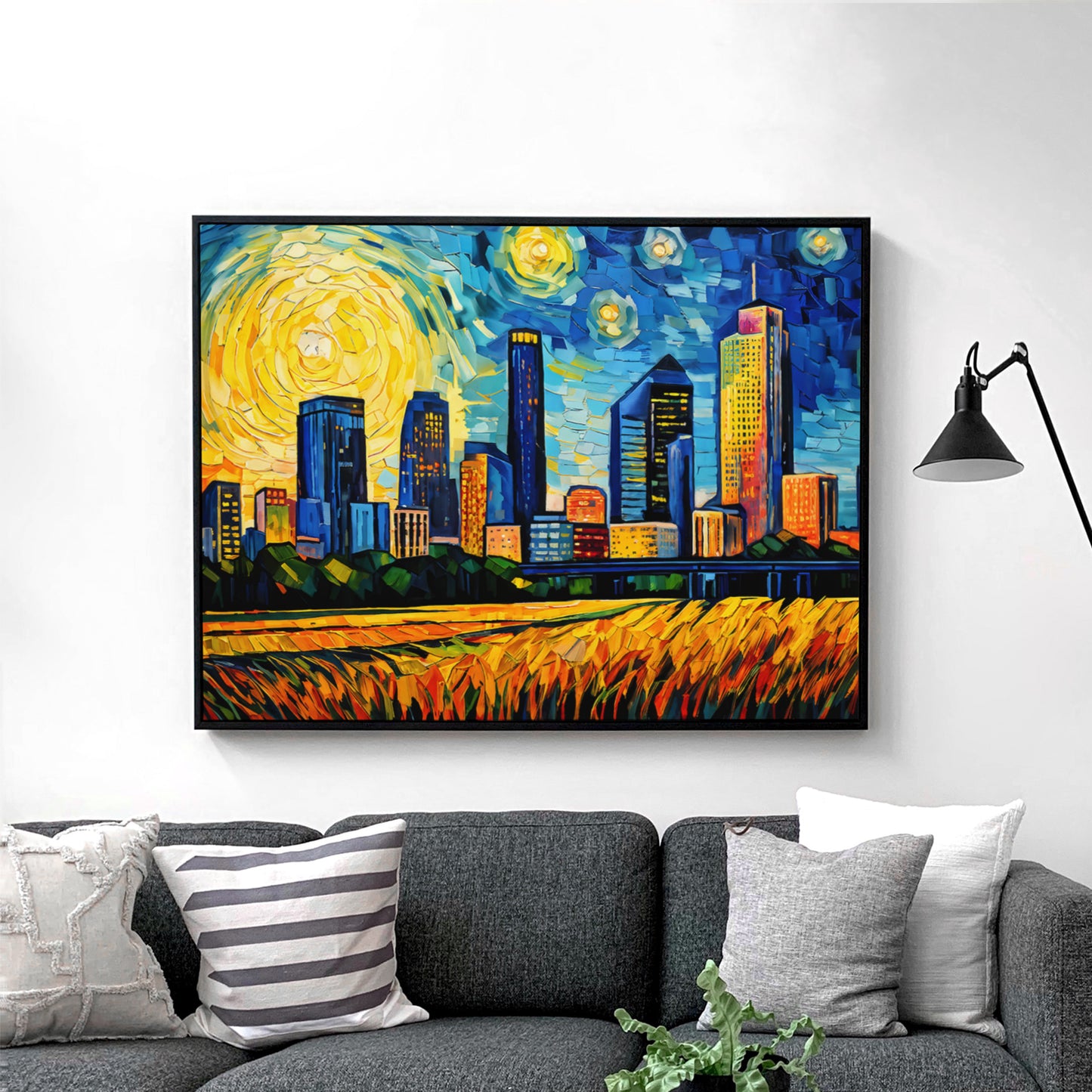 Houston Texas Skyline Van Gogh Starry Night