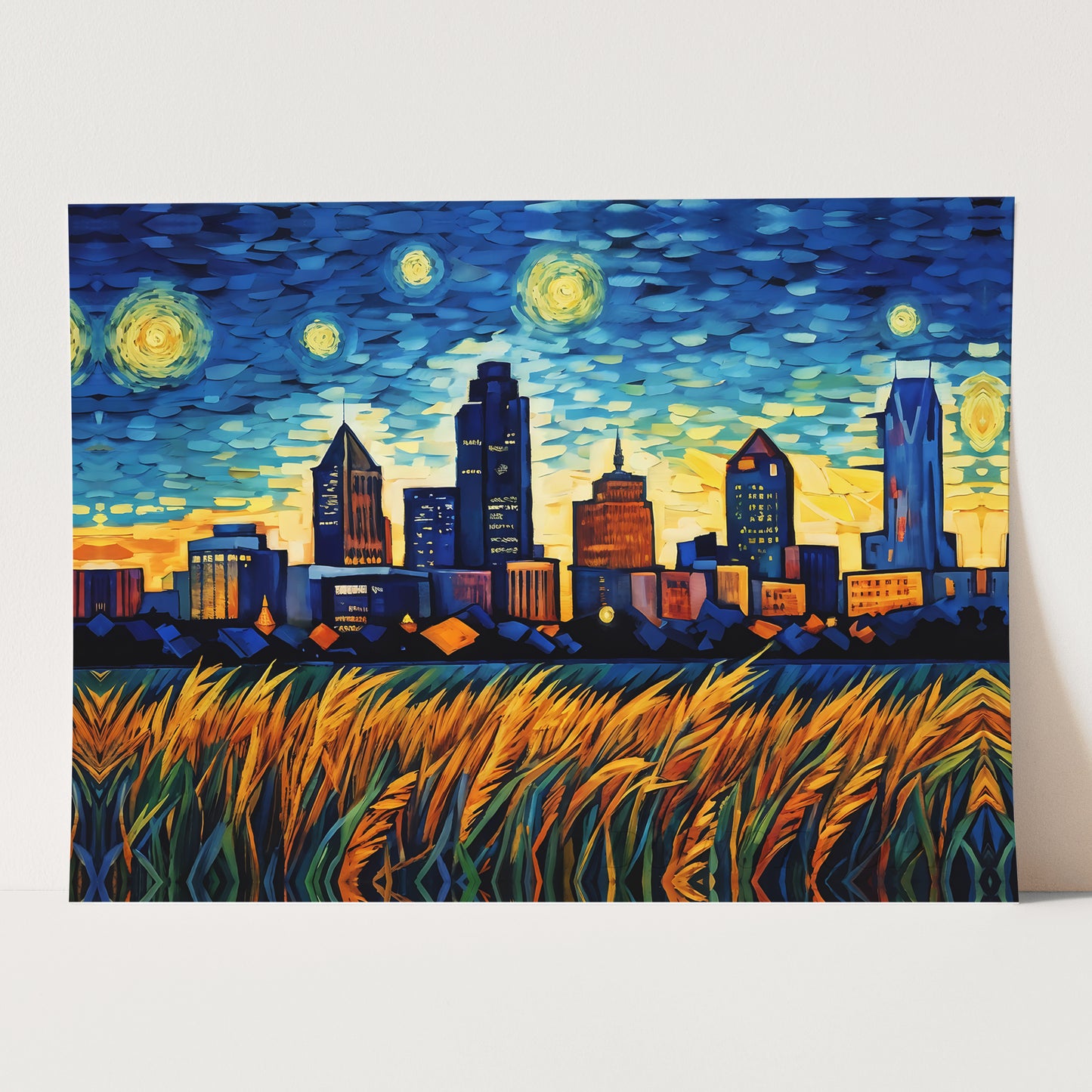 Indianapolis Skyline Van Gogh Starry Night