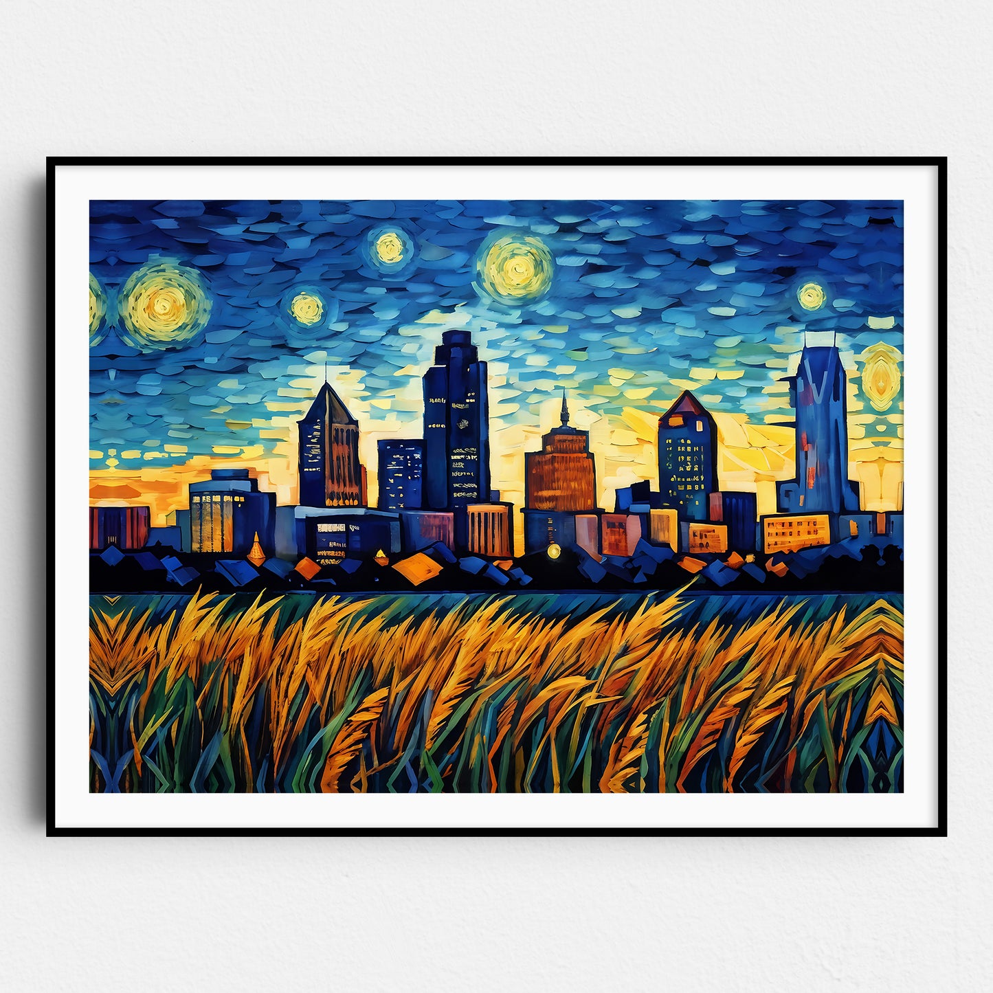 Indianapolis Skyline Van Gogh Starry Night
