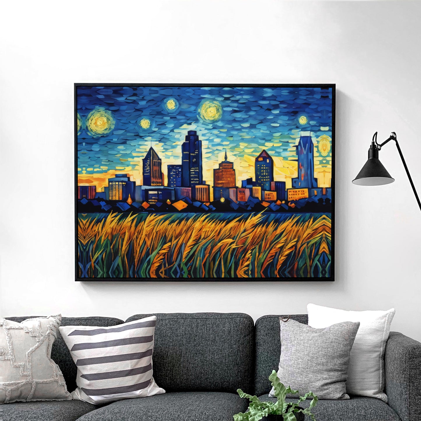 Indianapolis Skyline Van Gogh Starry Night