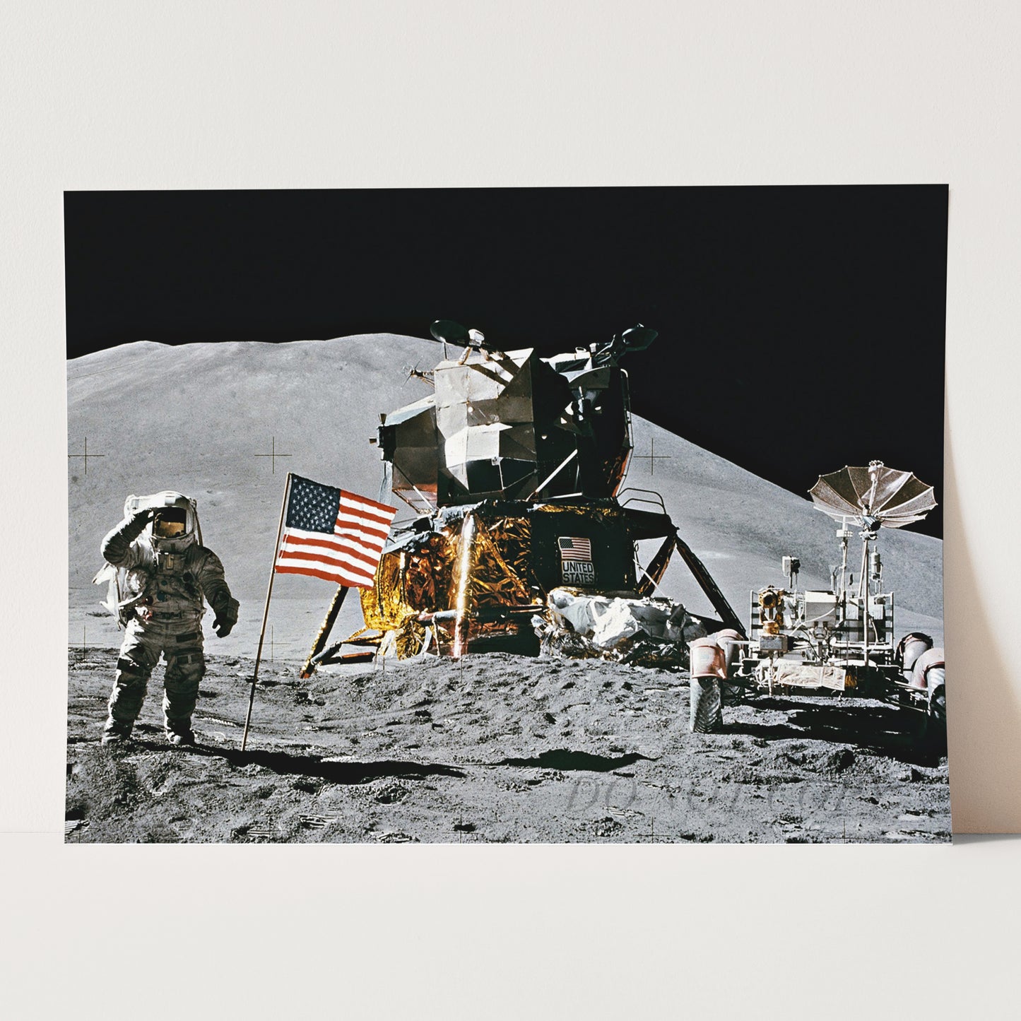 Irwin And Flag at Hadley Moon Base, 1971