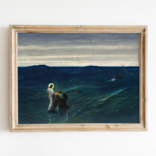 Jesus And Peter On The Water by Gustave Brion
