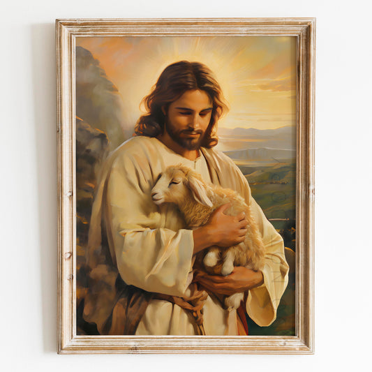 Jesus Christ Holding Lamb