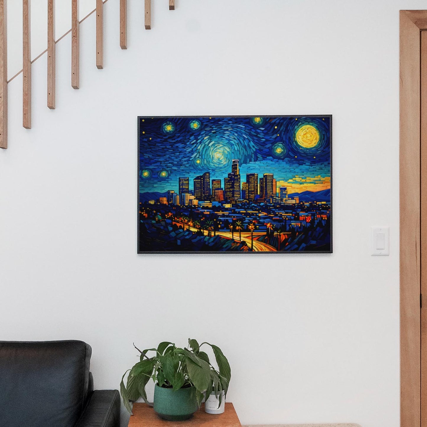 Los Angeles City Skyline as Van Gogh Starry Night
