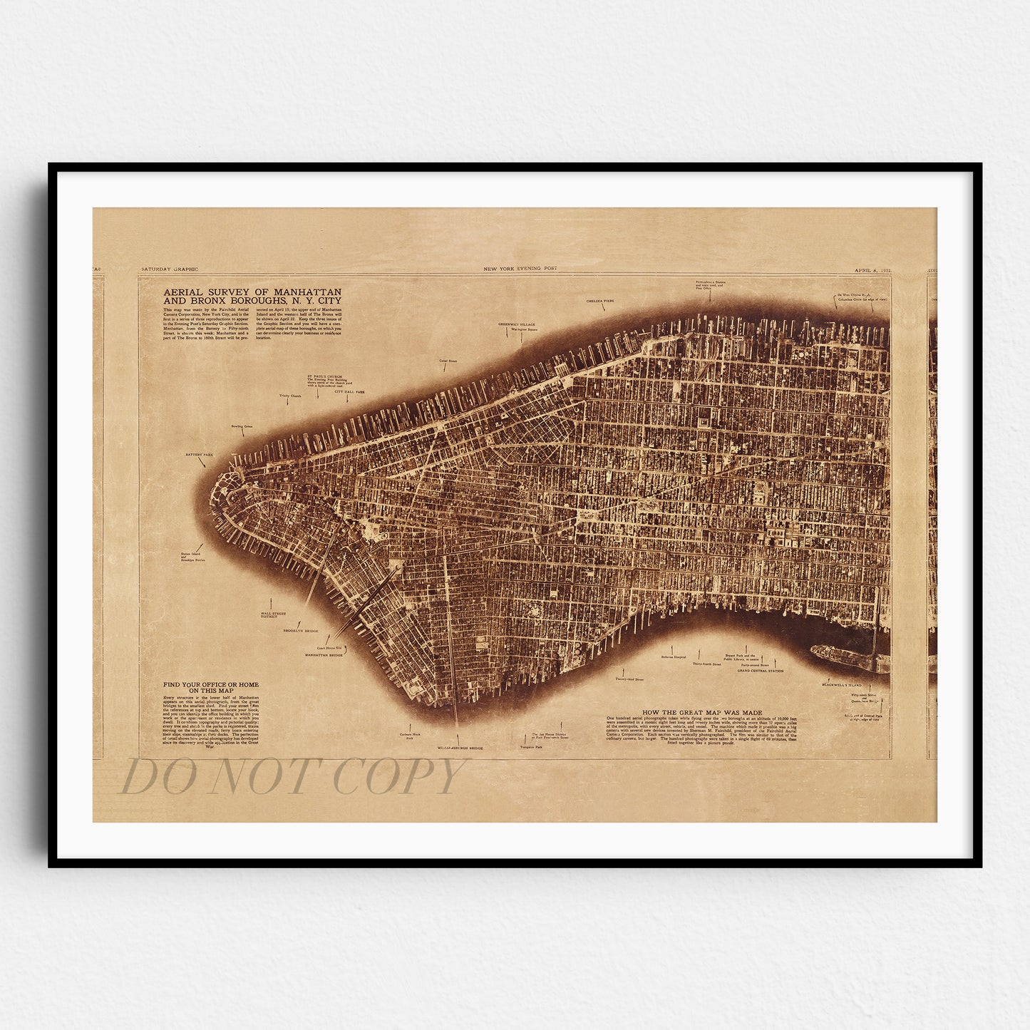 Map of Manhattan New York City 1922