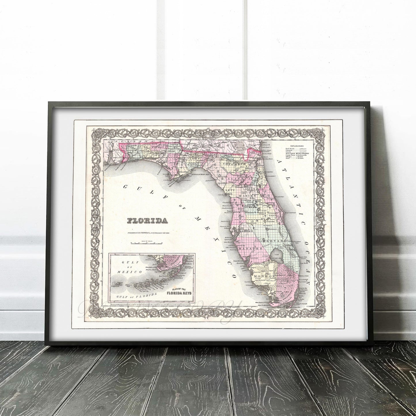 Old Map of Florida 1855