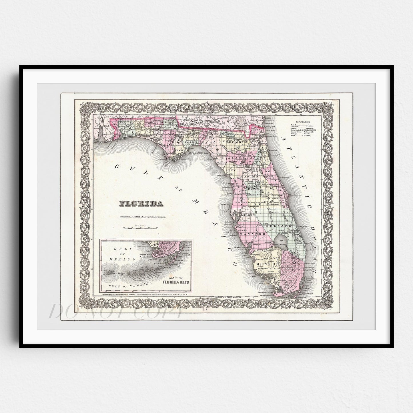 Old Map of Florida 1855