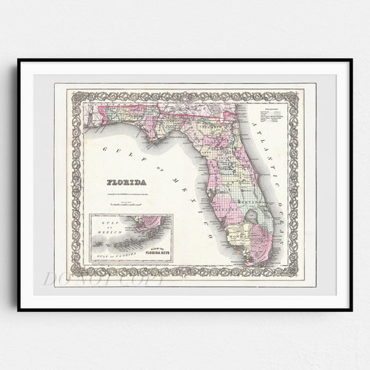 Old Map of Florida 1855