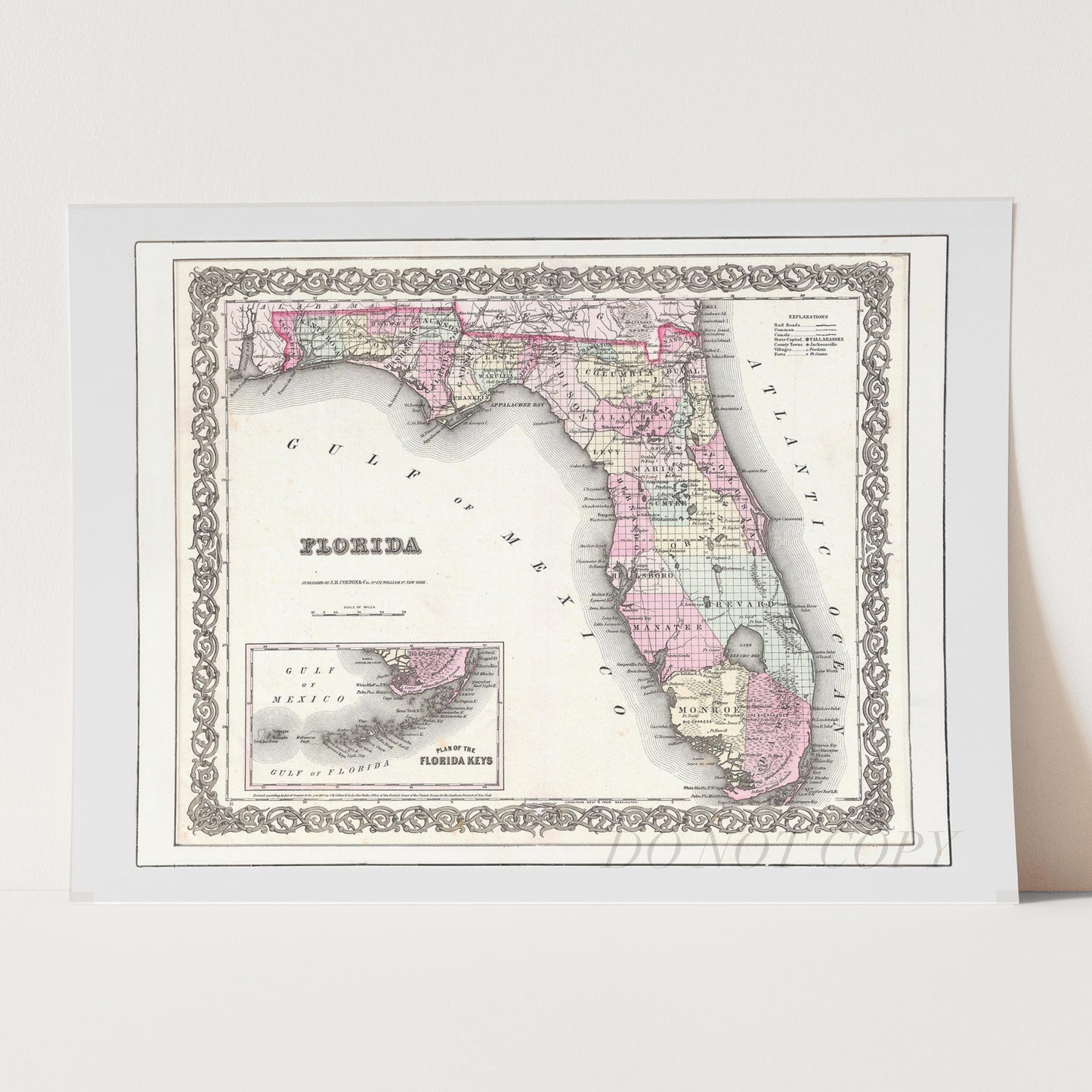 Old Map of Florida 1855