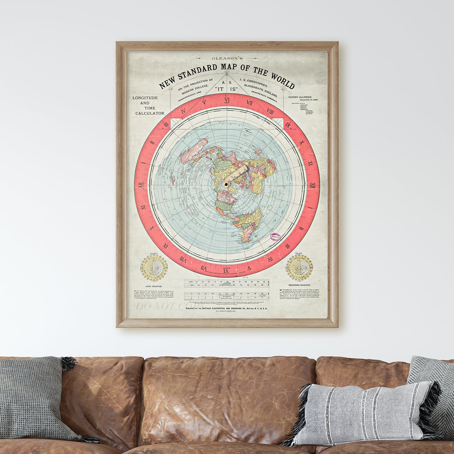 Flat Earth Map Alexander Gleason's New Standard Map Of The World 1892