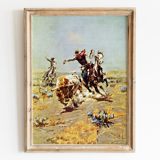 Cowboy Roping a Steer by Charles Marion Russell