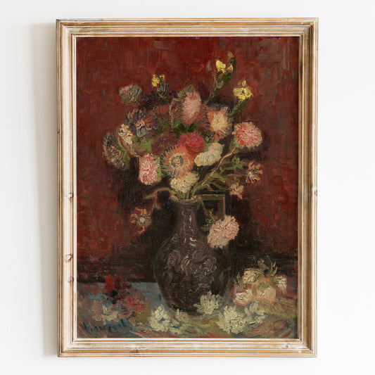 Vase with Chinese Asters and Gladioli (1886) by Van Gogh