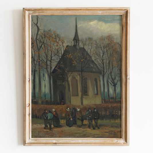 Congregation Leaving the Reformed Church in Nuenen (1884-1885) by Van Gogh