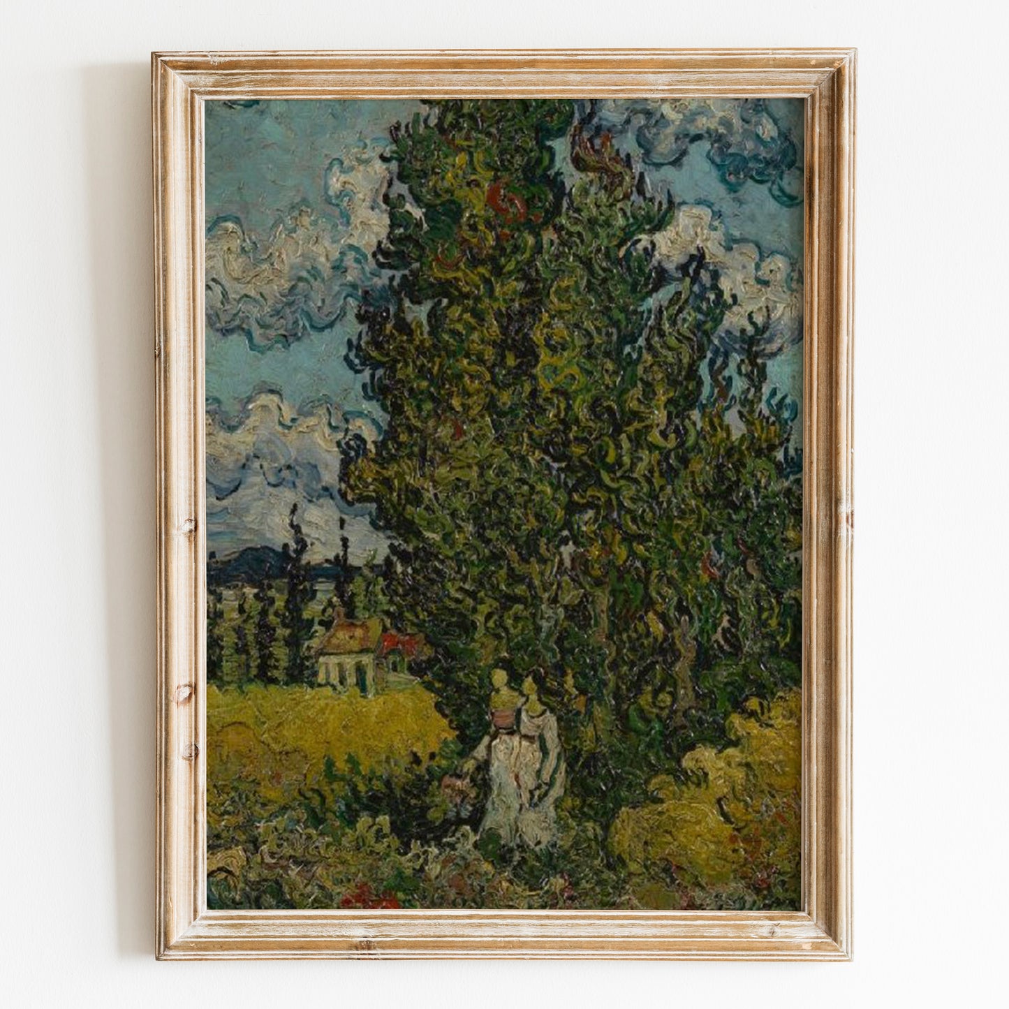 Cypresses and Two Women (1890) by Van Gogh