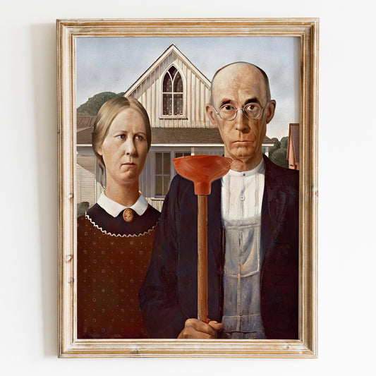 American Gothic With Toilet Plunger