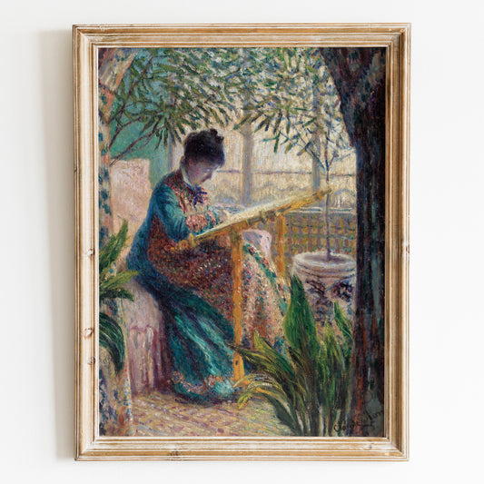Madame Monet Embroidering (1875) by Claude Monet