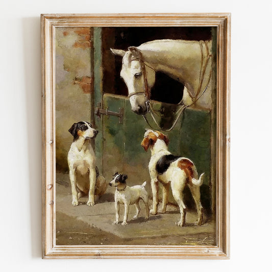 Dogs and Horse at Stable