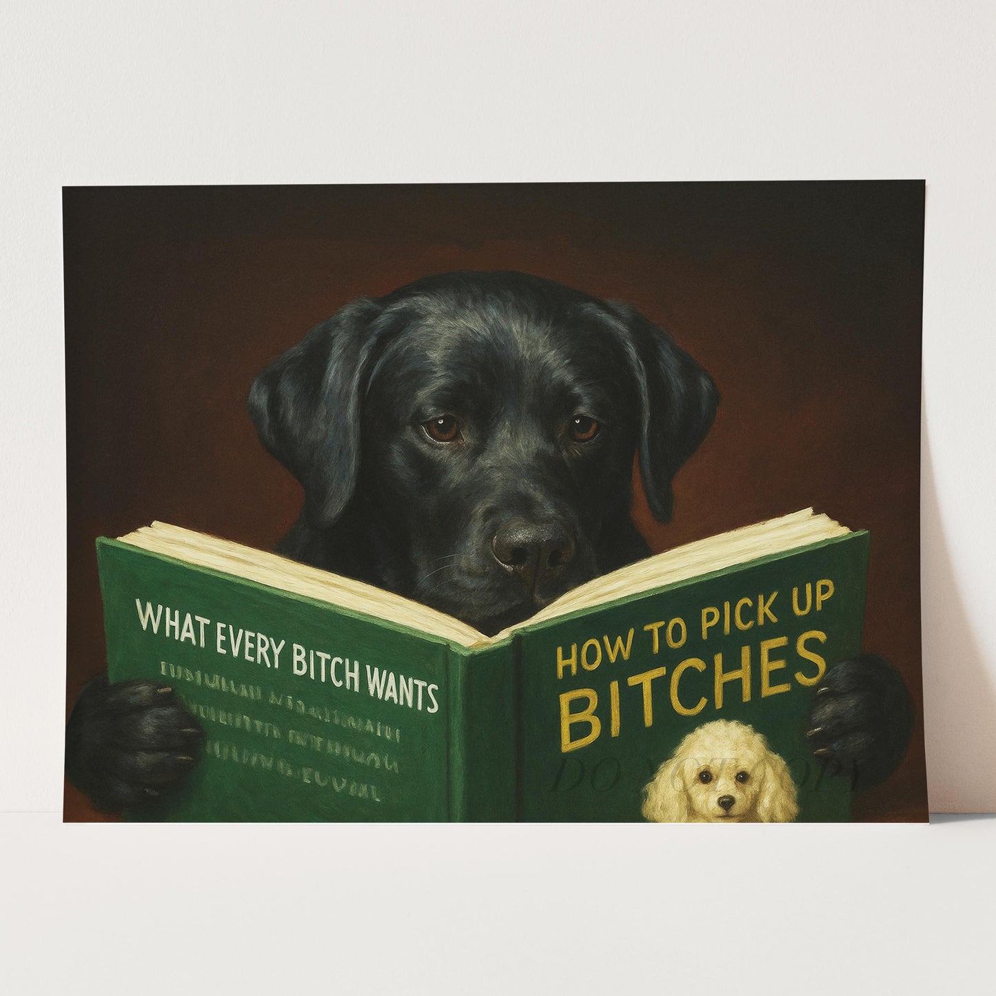 Black Labrador Retriever Dog Reading Dating Book