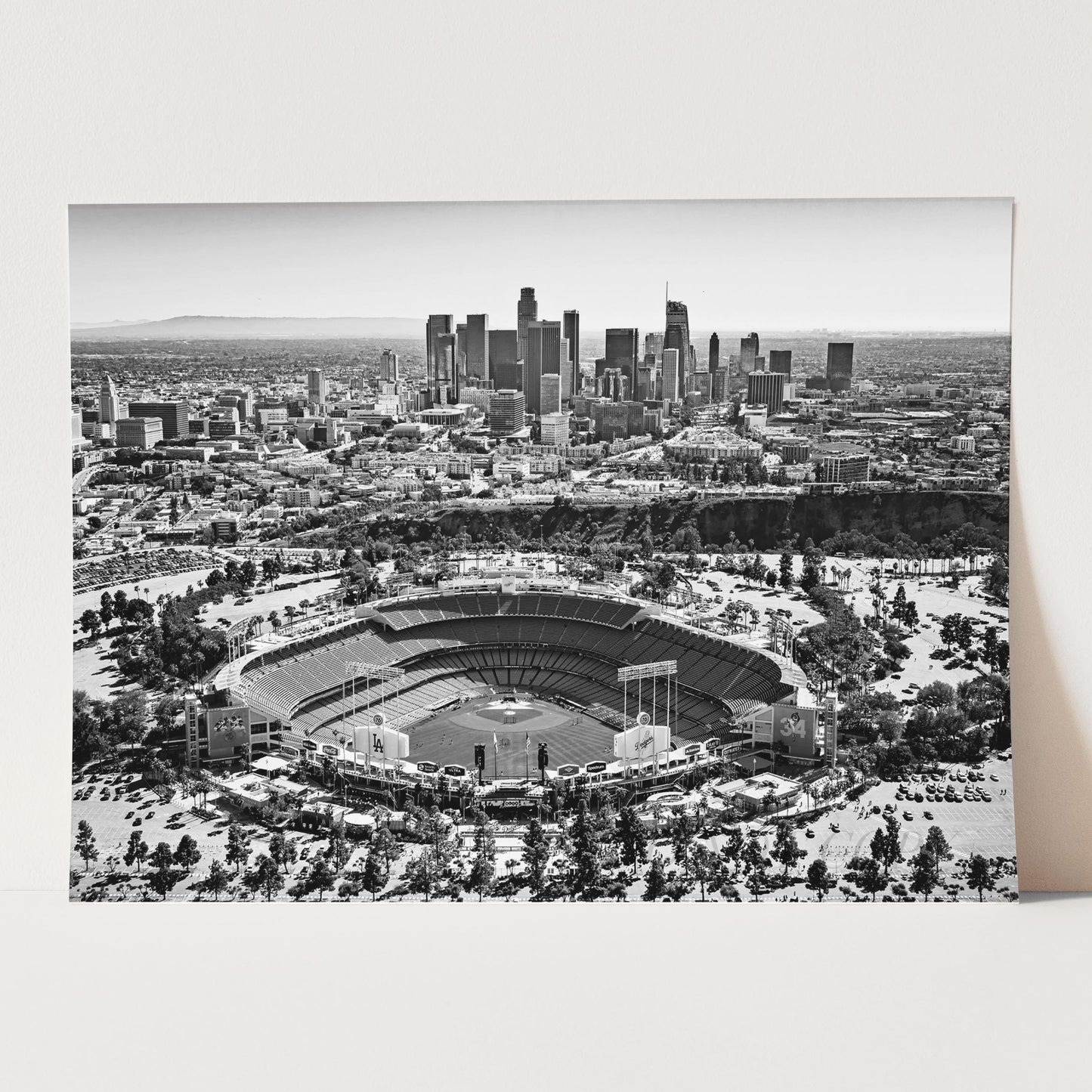 Dodger Stadium and Los Angeles Downtown