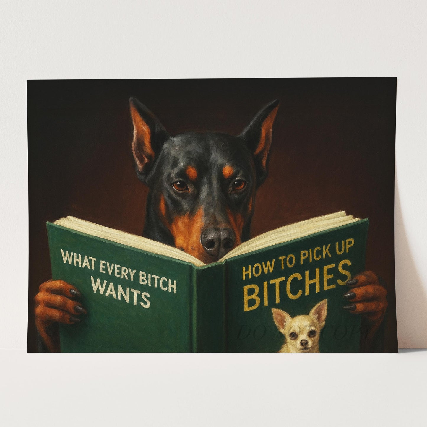 Doberman Dog Reading Dating Book