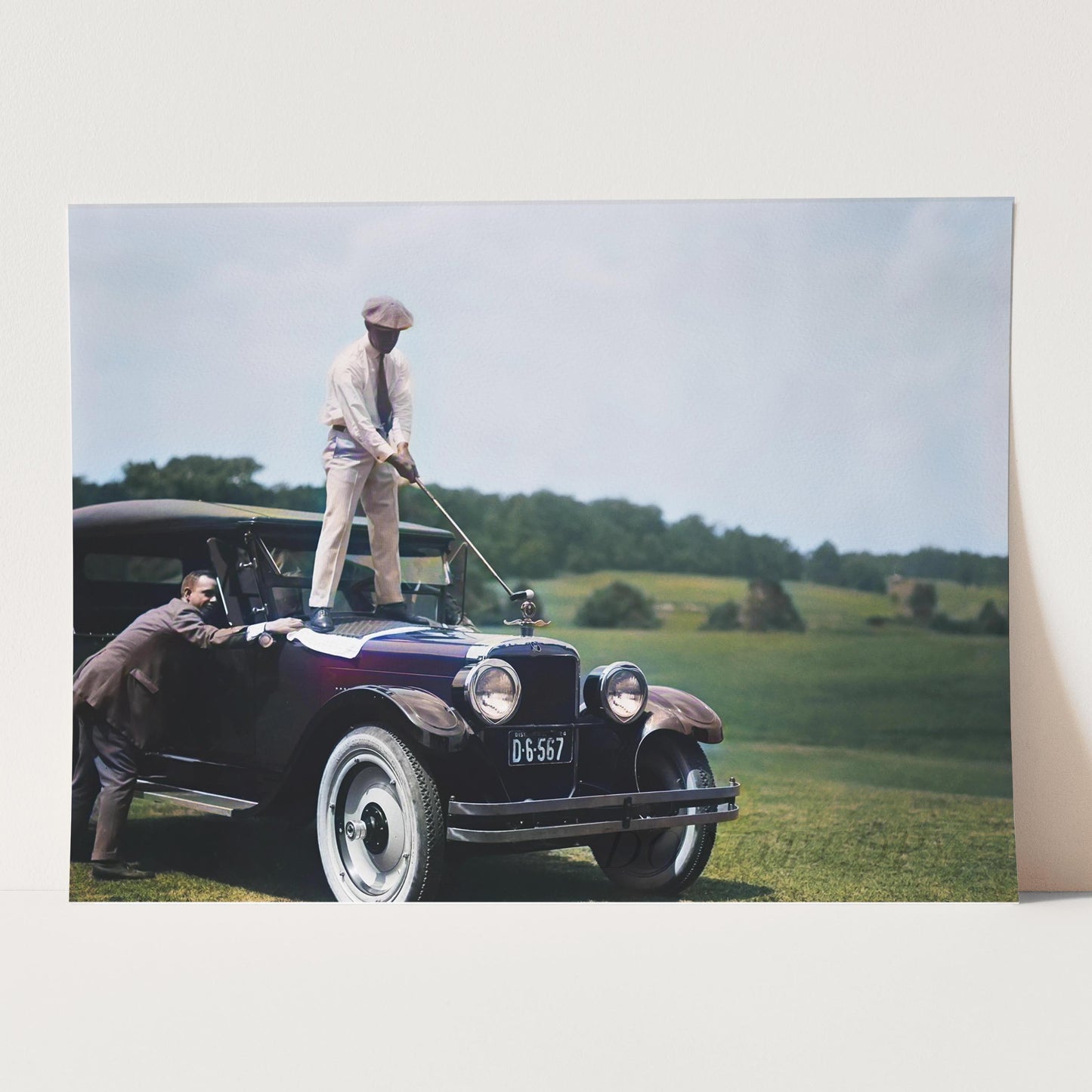 Golfing On Top Of A Car Vintage Golf