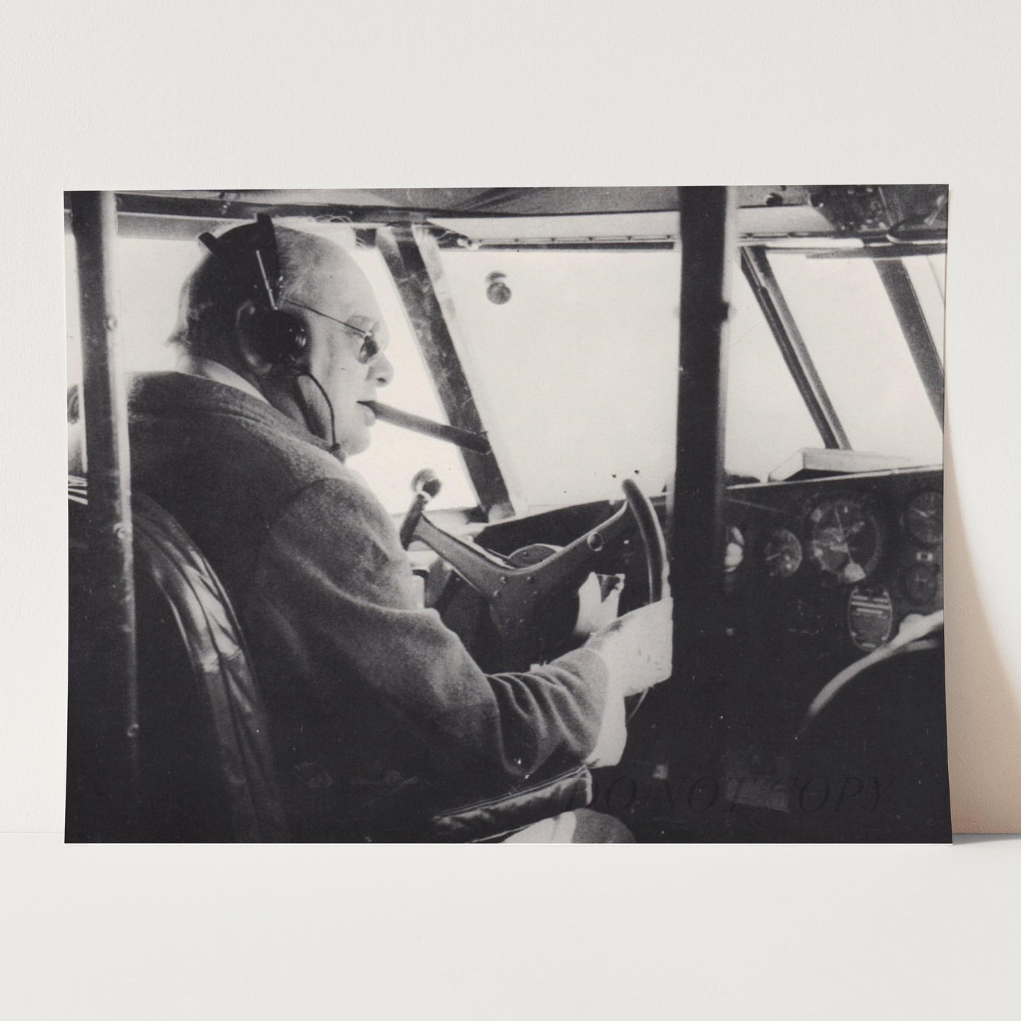 Winston Churchill Smoking A Cigar Flying An Airplane, World War Two